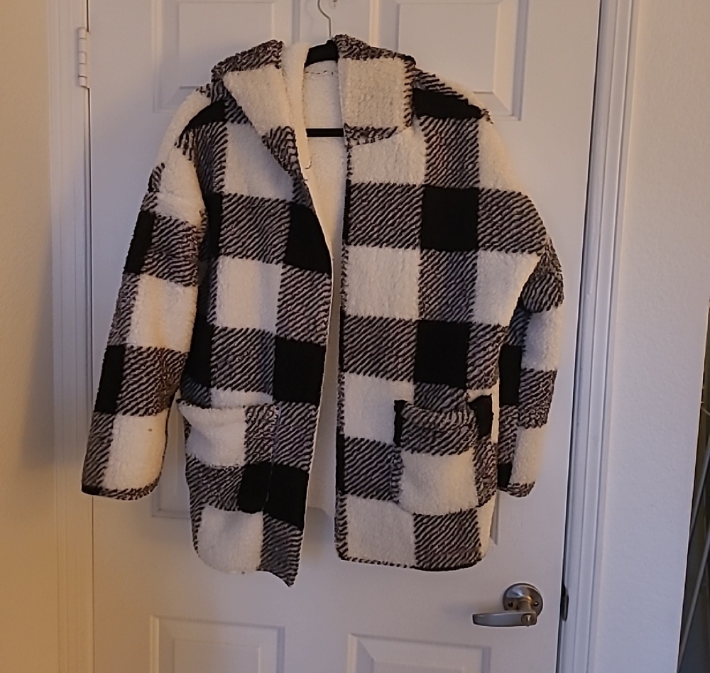 Women's Black and White Checkered Jacket